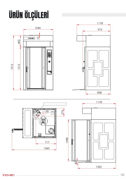 NICEA 15 TEPSİLİ ELEKTRİKLİ DÖNER ARABALI KONVEKSİYONLU FIRIN