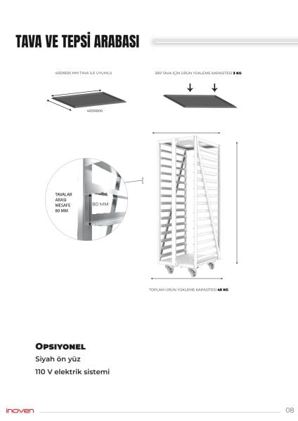 NICEA 15 TEPSİLİ ELEKTRİKLİ DÖNER ARABALI KONVEKSİYONLU FIRIN