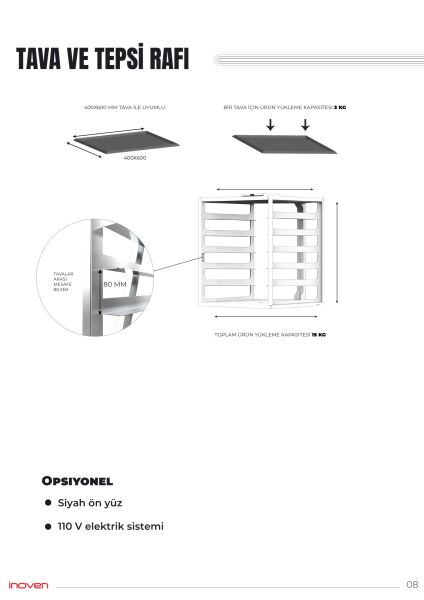 NICEA 5 TEPSİLİ ELEKTRİKLİ DÖNERLİ KONVEKSİYONLU MAYALANDIRMALI FIRIN