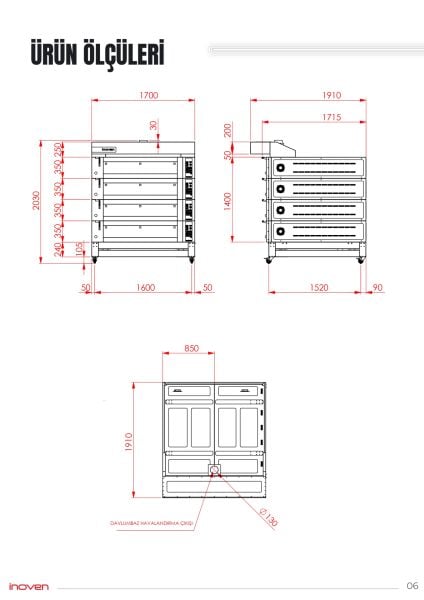 KOZA 120X120 4 KATLI TAŞ TABANLI SEHPALI FIRIN