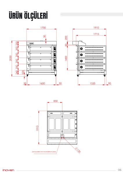 KOZA 120X120 4 KATLI TAŞ TABANLI SEHPALI FIRIN