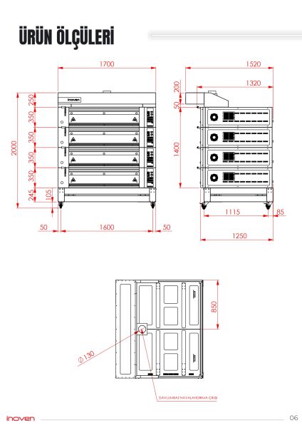 KOZA 120X80 4 KATLI TAŞ TABANLI SEHPALI FIRIN