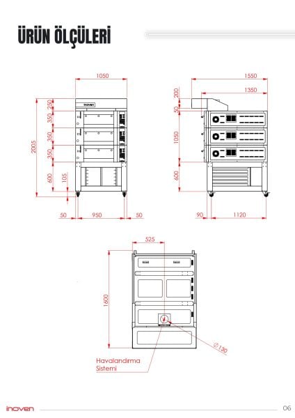 KOZA 60X80 3 KATLI TAŞ TABANLI SEHPALI FIRIN